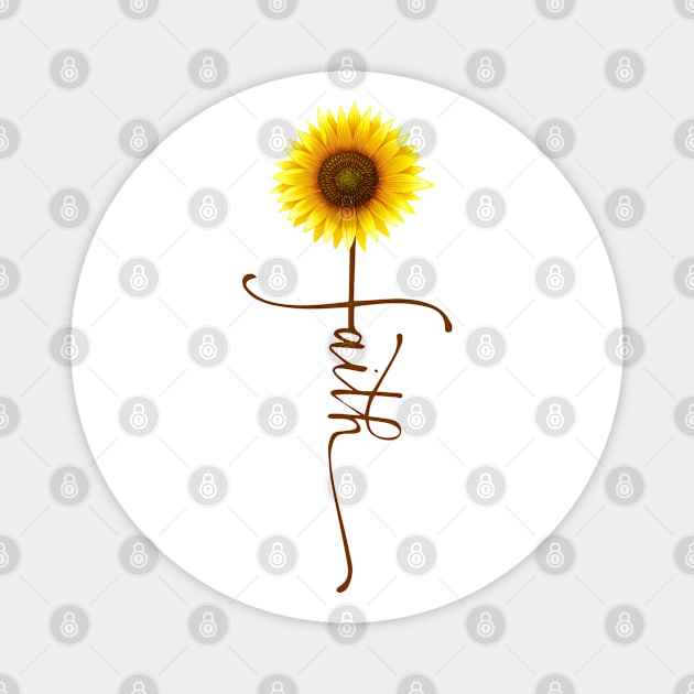 Faith Sunflower Christian Cross Magnet by CreativeShirt